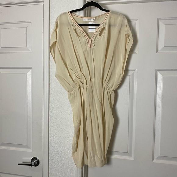 Sold-Ulla Johnson Silk Peasant Cutout Blouson Dress 10 - Picture 4 of 10